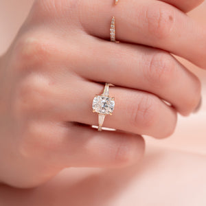 The Pave Liv Set With A 1.5 Carat Elongated Cushion Lab Diamond