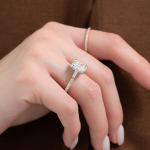The Pave Liv Set With A 5 Carat Elongated Cushion Moissanite