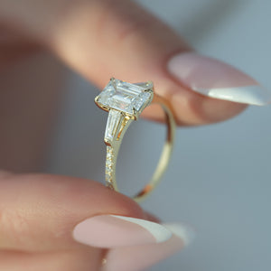 The Pave Liv Set With A Emerald Lab Diamond