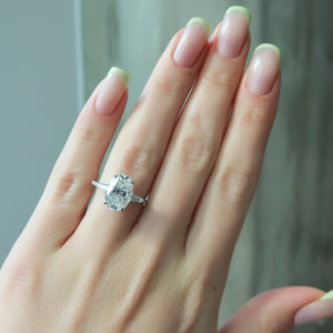 The Pave Liv Set With A 1 Carat Oval Moissanite