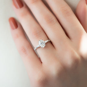 The Pave Liv Set With A 1 Carat Oval Moissanite