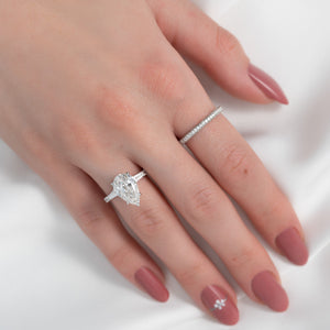 The Pave Liv Set With A 2.5 Carat Pear Lab Diamond