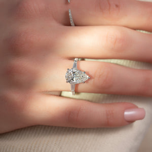 The Pave Liv Set With A 2.5 Carat Pear Lab Diamond