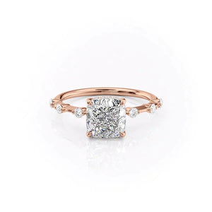 The Hidden Halo Penelope Set With A 4 Carat Cushion Moissanite