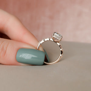 The Hidden Halo Penelope Set With A 2 Carat Cushion Moissanite