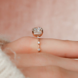 The Hidden Halo Penelope Set With A 2 Carat Cushion Moissanite