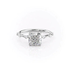 The Hidden Halo Penelope Set With A 4 Carat Cushion Moissanite