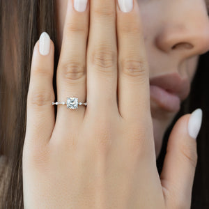 The Hidden Halo Penelope Set With A 1 Carat Cushion Moissanite