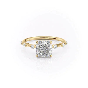The Hidden Halo Penelope Set With A 3 Carat Cushion Lab Diamond