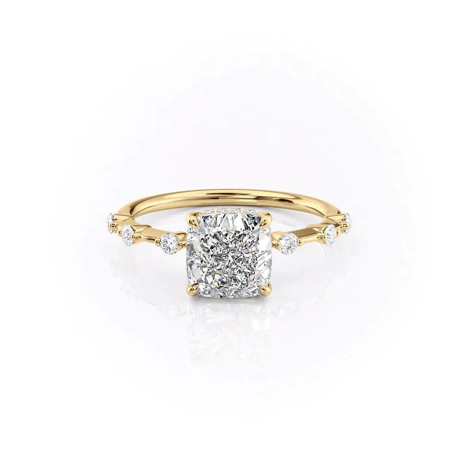 The Hidden Halo Penelope Set With A 1.5 Carat Cushion Lab Diamond