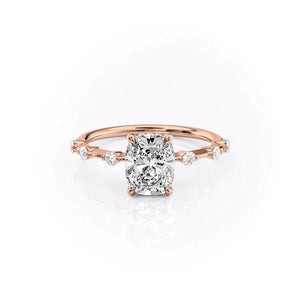 The Hidden Halo Penelope Set With A 1 Carat Elongated Cushion Lab Diamond
