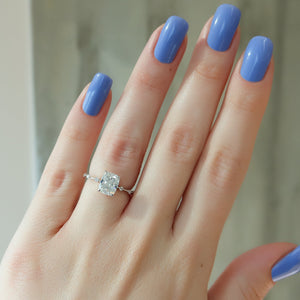 The Hidden Halo Penelope Set With A 1 Carat Elongated Cushion Lab Diamond