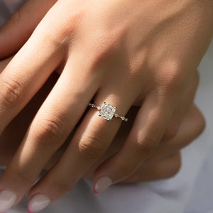 The Hidden Halo Penelope Set With A 1 Carat Elongated Cushion Lab Diamond