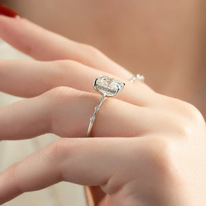 The Hidden Halo Penelope Set With A 1 Carat Elongated Cushion Lab Diamond