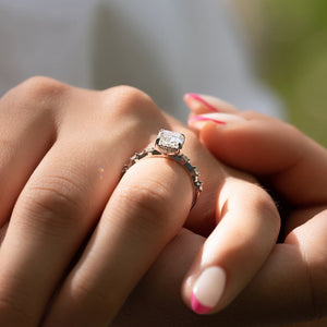 The Hidden Halo Penelope Set With A 1 Carat Elongated Cushion Lab Diamond