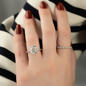 The Hidden Halo Penelope Set With A 1 Carat Elongated Cushion Lab Diamond