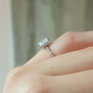 The Hidden Halo Penelope Set With A 1 Carat Elongated Cushion Lab Diamond