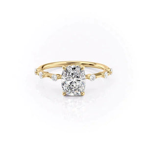 The Hidden Halo Penelope Set With A 1.5 Carat Elongated Cushion Lab Diamond