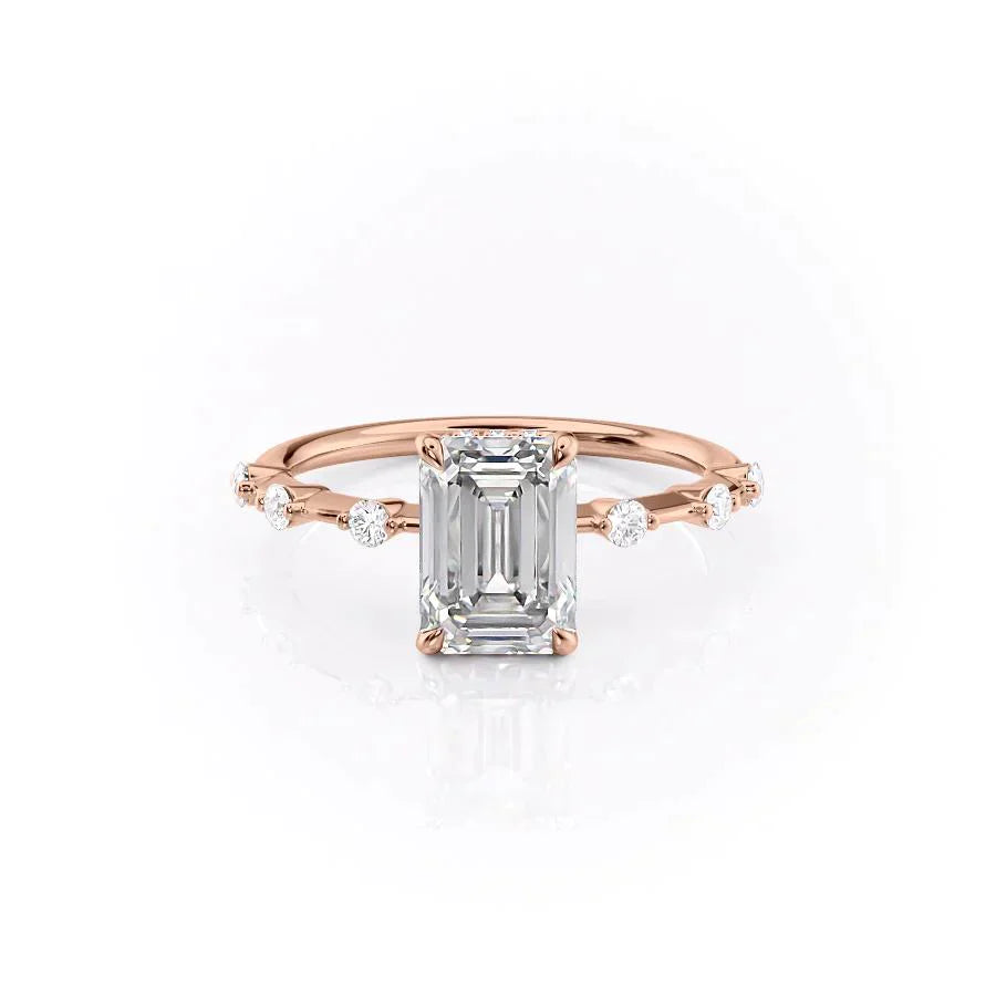 The Hidden Halo Penelope Set With A 3 Carat Emerald Moissanite