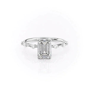 The Hidden Halo Penelope Set With A 2 Carat Emerald Moissanite