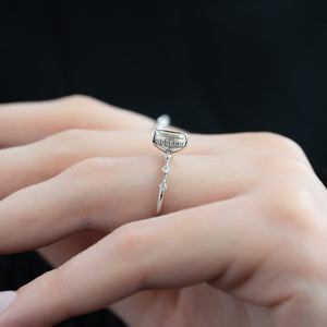 The Hidden Halo Penelope Set With A 1 Carat Emerald Moissanite