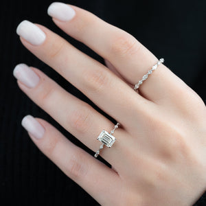 The Hidden Halo Penelope Set With A 1 Carat Emerald Moissanite