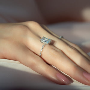 The Hidden Halo Penelope Set With A 1 Carat Emerald Moissanite