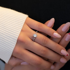 The Hidden Halo Penelope Set With A 1 Carat Emerald Moissanite