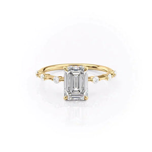 The Hidden Halo Penelope Set With A 1 Carat Emerald Moissanite