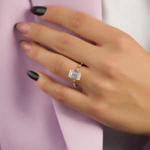 The Hidden Halo Penelope Set With A 1.5 Carat Emerald Lab Diamond