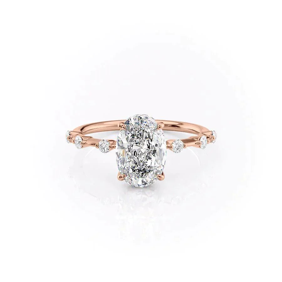 The Hidden Halo Penelope Set With A 4 Carat Oval Moissanite