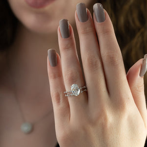 The Hidden Halo Penelope Set With A 2 Carat Oval Lab Diamond