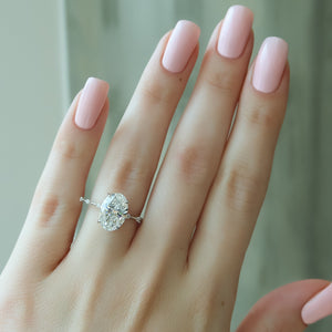 The Hidden Halo Penelope Set With A 2 Carat Oval Lab Diamond