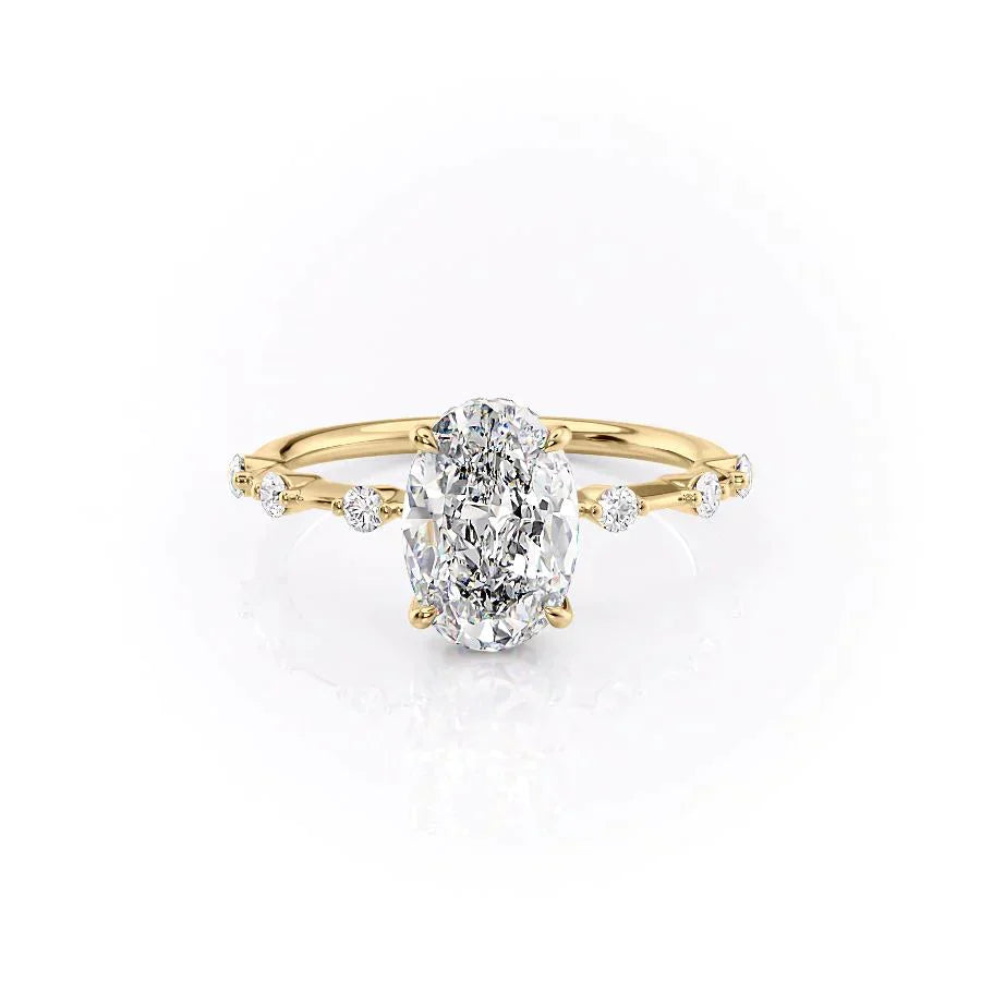 The Hidden Halo Penelope Set With A 2 Carat Oval Moissanite