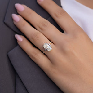 The Hidden Halo Penelope Set With A 2.5 Carat Oval Lab Diamond