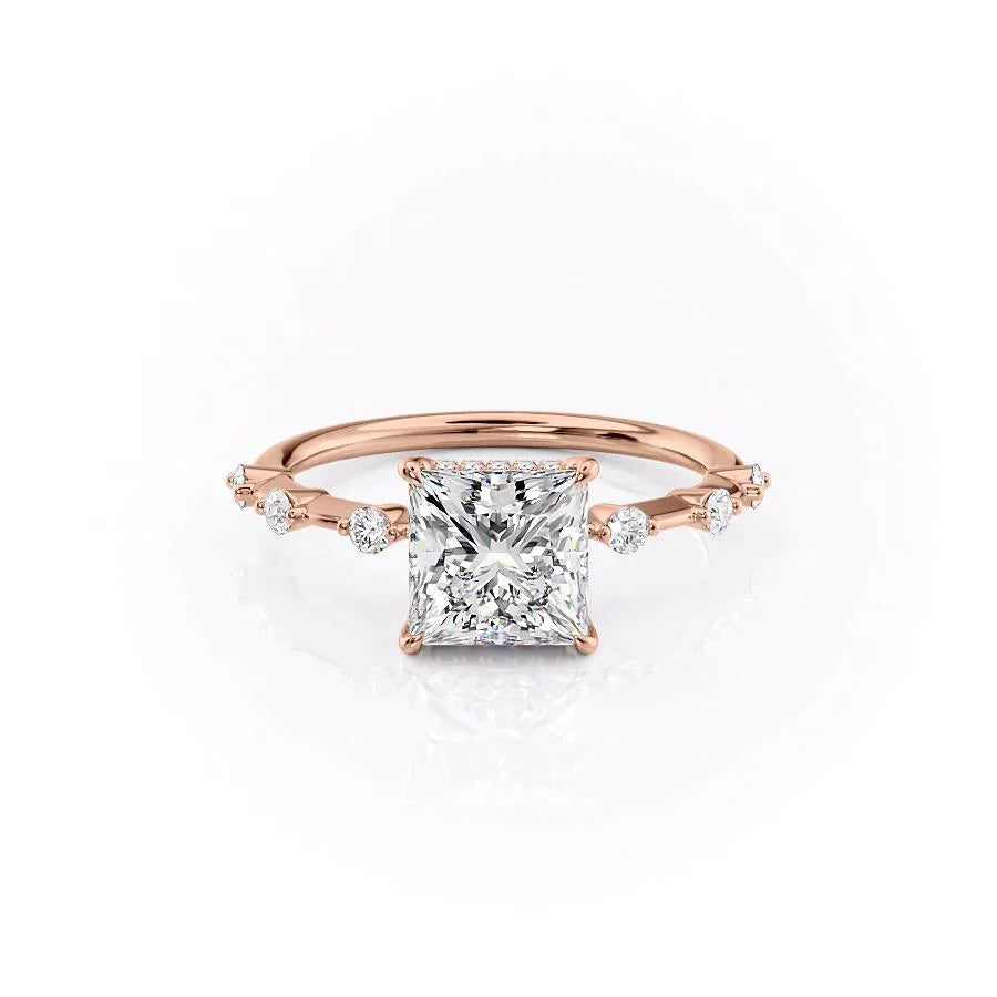 The Hidden Halo Penelope Set With A 2 Carat Princess Lab Diamond