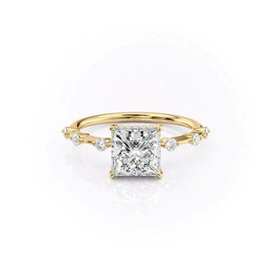The Hidden Halo Penelope Set With A 4 Carat Princess Moissanite