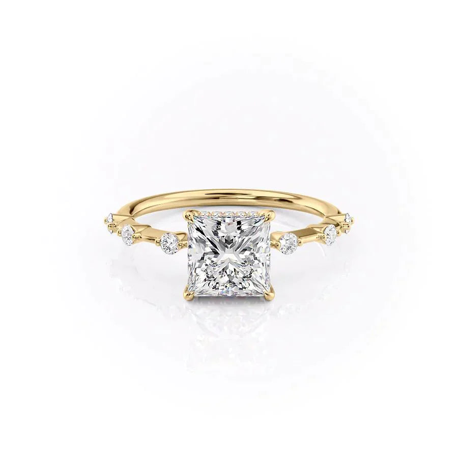 The Hidden Halo Penelope Set With A 3 Carat Princess Moissanite