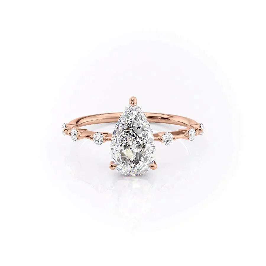 The Hidden Halo Penelope Set With A 3 Carat Pear Lab Diamond
