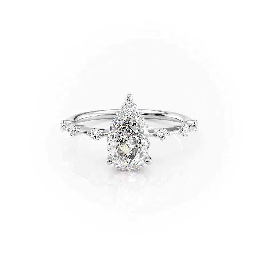 The Hidden Halo Penelope Set With A 2.5 Carat Pear Lab Diamond