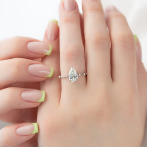 The Hidden Halo Penelope Set With A 2 Carat Pear Lab Diamond