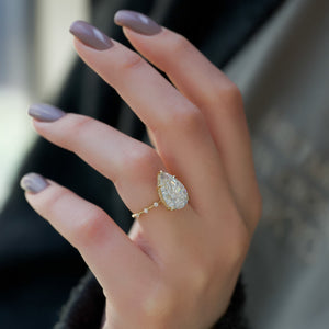 The Hidden Halo Penelope Set With A 5 Carat Pear Moissanite
