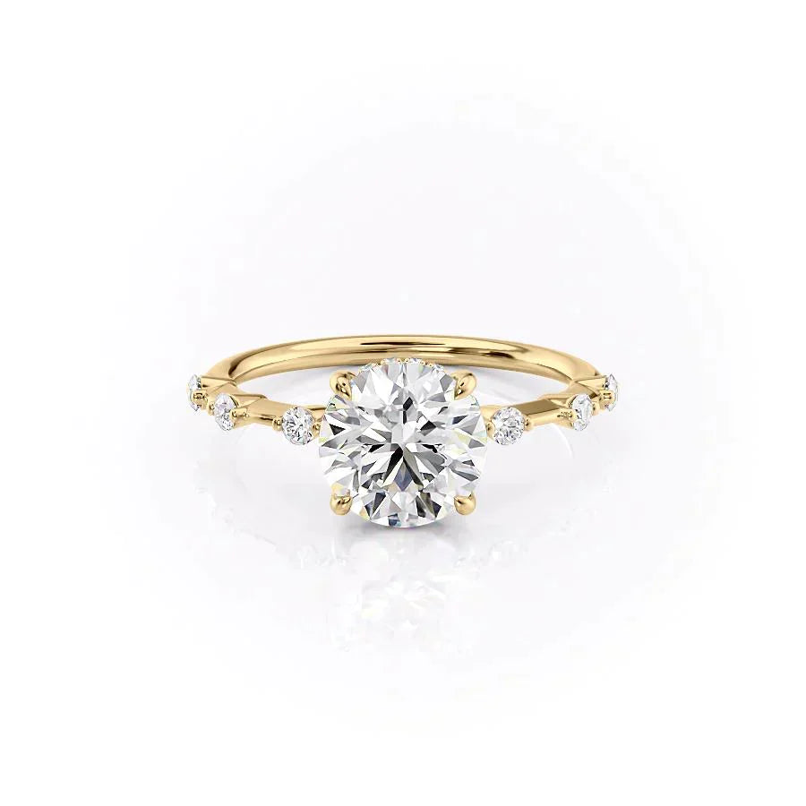 The Hidden Halo Penelope Set With A 5 Carat Round Moissanite