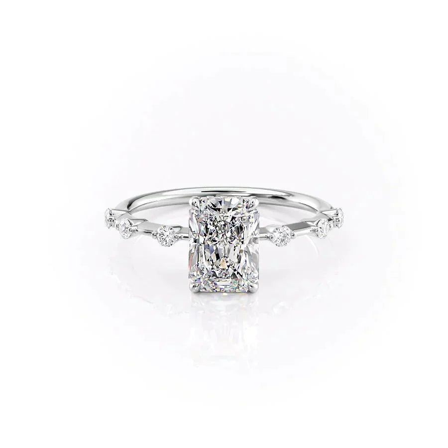 The Hidden Halo Penelope Set With A 3 Carat Radiant Moissanite