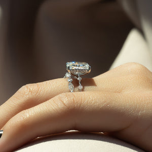 The Hidden Halo Penelope Set With A 3 Carat Radiant Moissanite