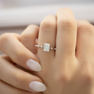 The Hidden Halo Penelope Set With A 3 Carat Radiant Moissanite
