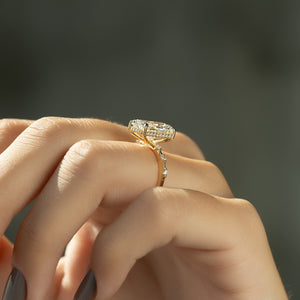 The Hidden Halo Penelope Set With A 2 Carat Radiant Moissanite