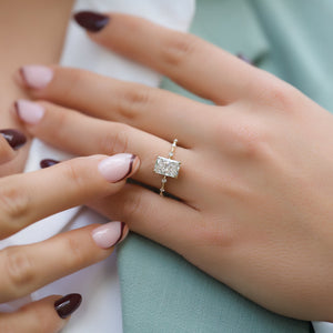 The Hidden Halo Penelope Set With A 2 Carat Radiant Moissanite