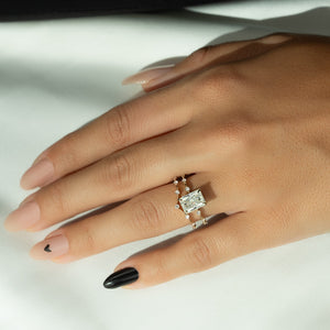 The Hidden Halo Penelope Set With A 2 Carat Radiant Moissanite