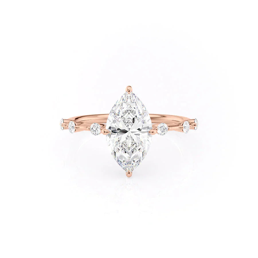 The Hidden Halo Penelope Set With A 4 Carat Marquise Moissanite